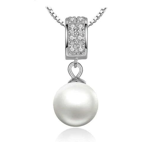 Jewel Panda Women's Sterling Silver Pearl Pendant With 18 Inch Link Chain (Silver) Cover
