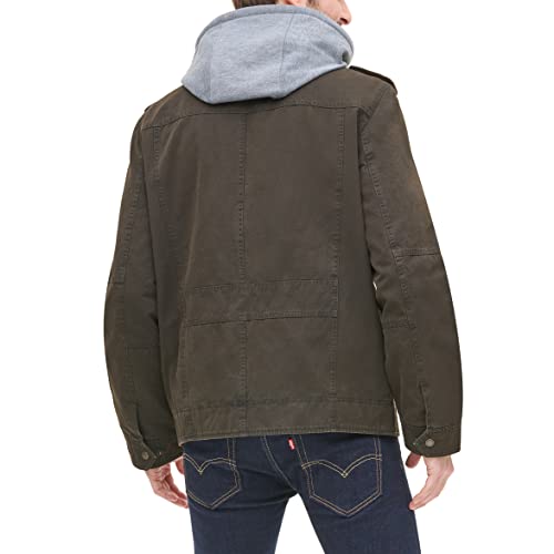 Image of Levi's Men's Washed Cotton Hooded Military Jacket (Regular & Big & Tall Sizes)