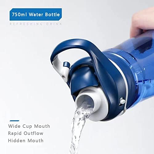 Miniatura 3 de DEARART Botella de agua azul de 16 onzas sin pajita de boca ancha, botella de agua pequeña con asa, 100% a prueba de fugas, fácil de transportar,