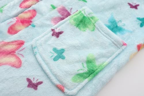 Image of Girls Fleece Robe Boys Hooded Bathrobe Soft Flannel Robe For Kids