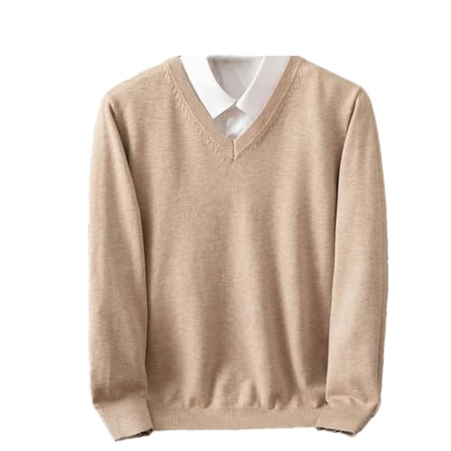 Men’S V-Neck Wool Blend Solid Color Knitted Pullover Sweater Casual Base Long Sleeve Jumper Top