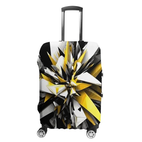 Abstract Black White Yellow Luggage Cover, Washable Elastic Suitcase Cover Protector Fit 18-32 Inch Luggage