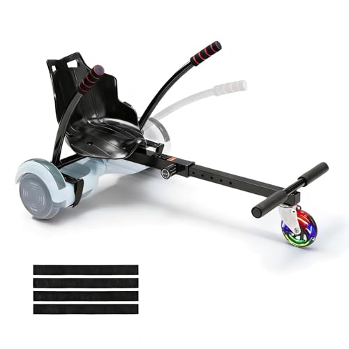 VEVOR Hoverboard Seat Attachment with LED Lights, for 6.5' 8' 8.5' 10' Hoverboards, Adjustable Frame & Grips Control, 220 LBS Load Capacity, Hoverboard Go Karts Accessory for Kids and Adults
