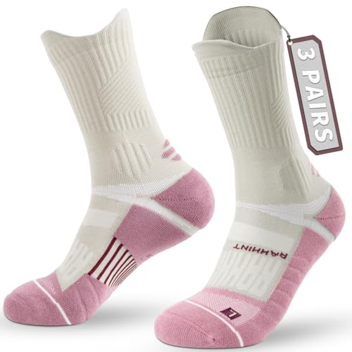 Coolmax Compression Running Socks for Women 3 Pairs, Anti-Blister Moisture Wicking Boot Crew Cushion Athletic Workout Socks