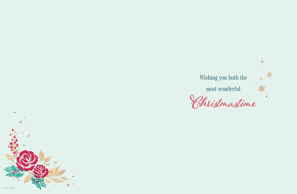 Piccadilly Greetings Christmas Card To a Special Sister & Brother In Law Rose wreath - 8 x 6 inches