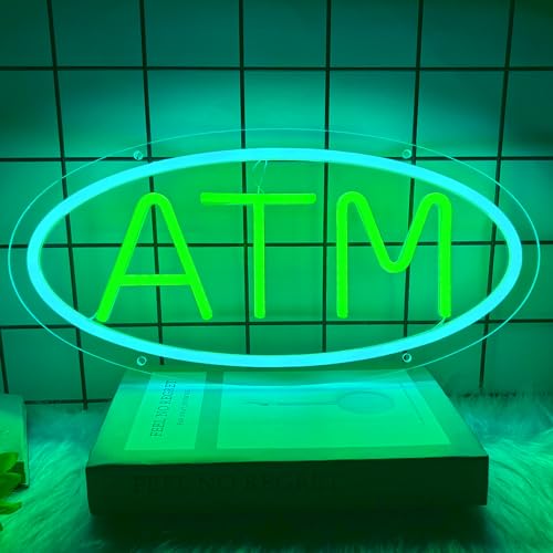 ATM Neon Sign for Wall Decor ATM Led Signs for Bank USB Powered Business Light Up Signs for Bank Dimmable Neon Light Sign for Home Decor Game Room Living Room Bar Decoration