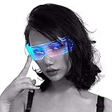 Led Glasses, Light Up Glasses, Rave Glasses, 7 Colors and 5 Modes Cyberpunk Futuristic Bar Club...