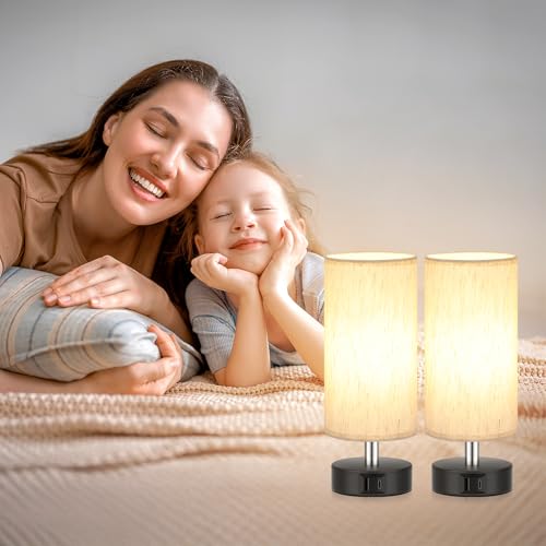 Image of Small Table Lamps for Bedroom set of 2 - Touch Lamps with 3 Way Dimmable
