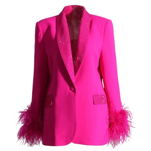 ZYTECO Womens Long Sleeve Casual Blazers Hot Rhinestones On Lapels