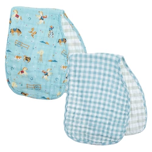 Stephen Joseph, Muslin Baby Burp Cloths, 2-Pack 100% Cotton, Burp Cloth for Baby Boys and Girls, Western