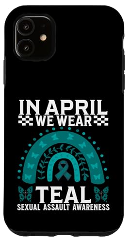 In April We Wear Teal Sexual Assault Awareness Gifts Women �X�}�z�P�[�X iPhone 11 �p