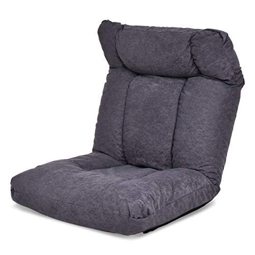 Giantex Padded Floor Chair with Adjustable Backrest and Headrest, Folding Lazy Recliner w/