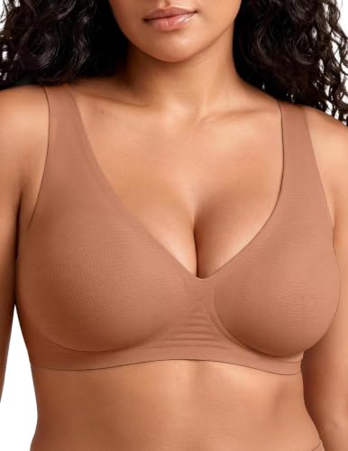 Image of Vertvie Jelly Wireless Bras for Women Push Up Plunge Seamless T-Shirt Bras No Underwire Supportive Full Coverage Bralettes