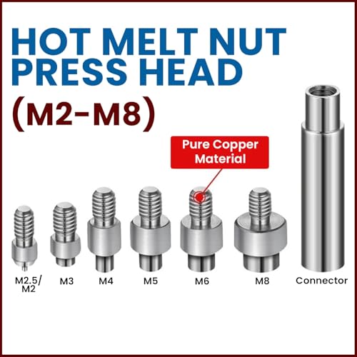Image of amiciTools Heat Insert Nut Soldering Iron Tip Set for 3D Printing - M2 M2.5 M3 M4 M5 M6 M8 Brass Insert Installation Tools, Universal Soldering Iron Compatible Hand Tool Kit