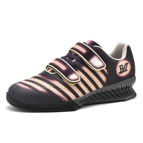 JiuQing Scarpe da Sollevamento Pesi da Uomo Scarpe da Allenamento in Palestra Antiscivolo E Traspiranti per Powerlifting Squat E Fitness,Marrone,42 EU