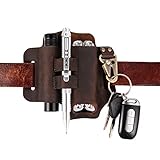 Keypster EDC Leather Sheath for Leatherman multitools,Key holder belt loops leather sheath for flashlight+multitool+knives+pen+tool,Shawsann pocket organizer knife sheath and flashlight holster (BN)