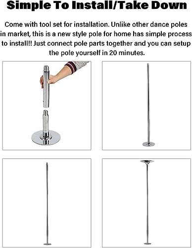 Premium Dance Pole Removable Spinning Static Dancing HeavyDuty Steel Pole Adjustable Height,Dancer Pole,Dance Pole Spinning Pole Dancing Pole Professional 45mm Stripper Pole with Extension A