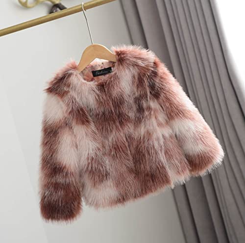 Baby Girls Shaggy Faux Fur Coat Jacket Winter Thick Warm Comfy Jacket Toddler Kids Crewneck Cute Fuzzy Cropped Outerwear3