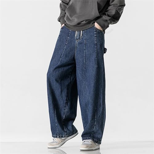 Men's Baggy Hip Hop Jeans Jogger Pants Streetwear Loose Fit Printed Cargo Denim Trousers Biker Style with Pockets2