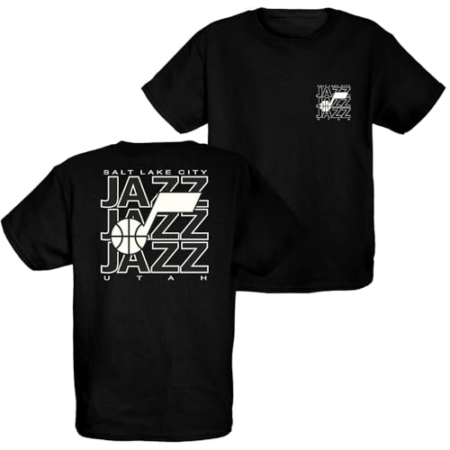 Blue 84 Utah Jazz NBA Officially Licensed Youth T-Shirt Front/Back Press, Large Team Color