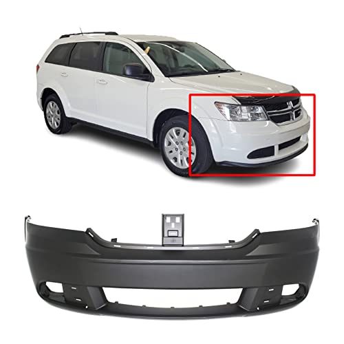 FitParts Compatible With Dodge Journey 2009-2010 Front Bumper Cover Fascia. New, Primed & Ready for Paint. W/Tow Hook & Fog Light, W/O Park Assist Sensor Holes. CH1000943 68034169AD