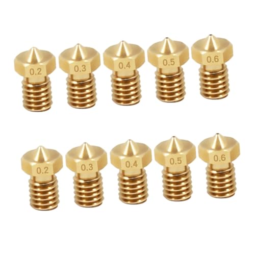 MAGICLULU 10pcs Brass Printer Nozzle Threaded Extruder Tips Compatible with Filament High Thermal Conductivity Copper fo