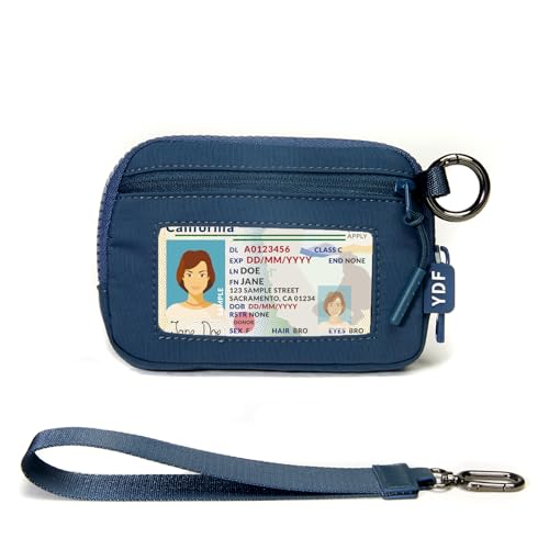 Image of Wristlet Wallet for Women with Clear ID Window, Zip Coin Purse and Keychain | 3 Card Slots, Exterior Zip Pocket, Inner Mesh Pouch, Lipstick Holder, Detachable Wrist Strap, Lightweight Nylon