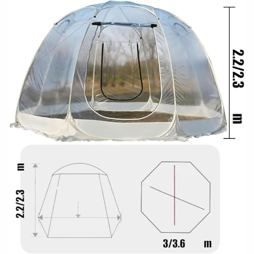 Klares Blasenhaus für den Garten, 11,5 Fuß/3,6 m, geodätisches Haus, Camping-Unterstand im Freien mit transparentem Fenster, wetterfestes Gewächshaus, beheiztes Iglu, geeignet für Terrassen