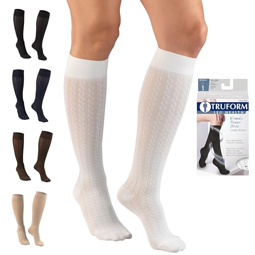 Image of Truform Compression Socks, 15-20 mmHg, Knit Women's Dress Socks, Knee High Over Calf Length