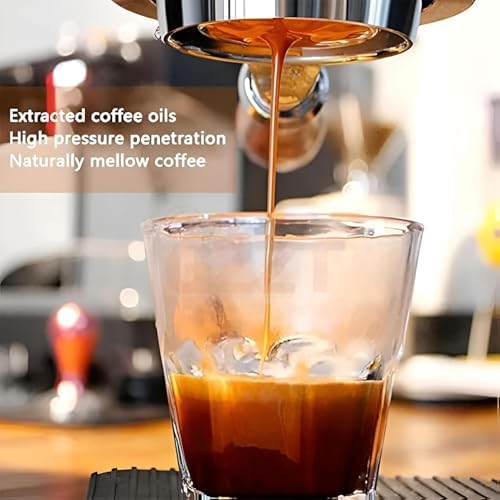 Home & Coffee Shop Manual Espresso Maker with Pressure Gauge, Preheating & Warming Cup, Detachable Handle for Brew