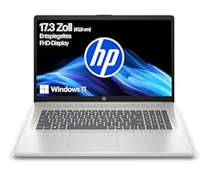 HP Laptop mit 17,3" FHD Display, Intel Core i5-1334U, 16 GB DDR4 RAM, 512 GB SSD, Intel Iris Grafik, Windows 11, QWERTZ, Silber inkl. 25 GB Dropbox-Speicher für 12 Monate