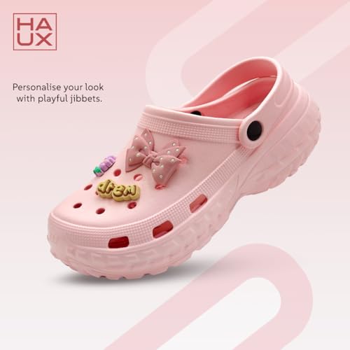 Image of HAUX Women's Classic Charms Clogs /Sandals with Adjustable Back Strap for Adult | Comfortable & Light Weight | Stylish & Anti-Skid | Everyday Use Clogs for Girls & Ladies