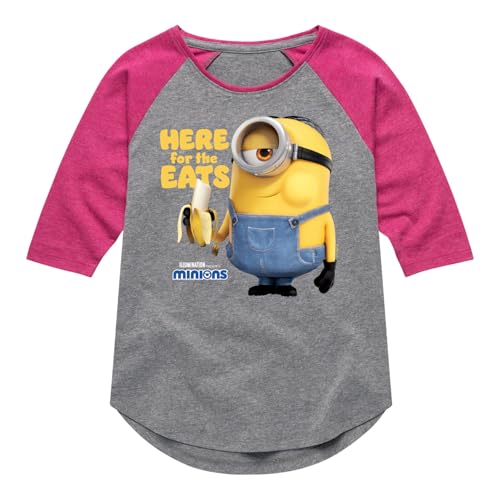 Despicable Me Minions - Only Here for The Eats - Toddler & Youth Girls Raglan Graphic T-Shirt