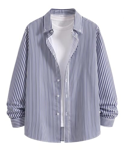 Image of Afflatus Men's Striped Casual Regular Fit Shirt Cotton Blend Stripe Full Sleeve Stylish Shirt for Men