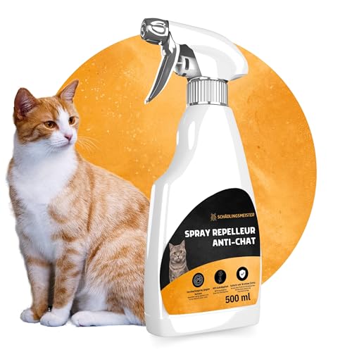 Panteer Spray répulsif pour chats 500ml - PROTECTION À LONG TERME CONTRE L'URINE - Éloigne les chats avec de l'eucalyptus - Chasser les chats - Répulsif pour chats extérieur - Dissuasion pour chats