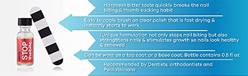 Onyx Professional "Stop The Bite" Nail Biting & Thumb Sucking Deterrent Polish 0.5 Fl Oz - Helps Nails Grow & Can Be Used As Top Or Base Coat #TOP2