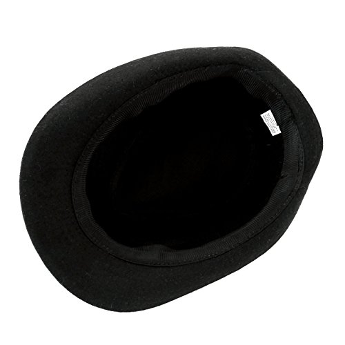 Unisex Classic Manhattan Fedora Hat With Black Band Fashion Casual Jazz Wool Cap (Black) #TOP2
