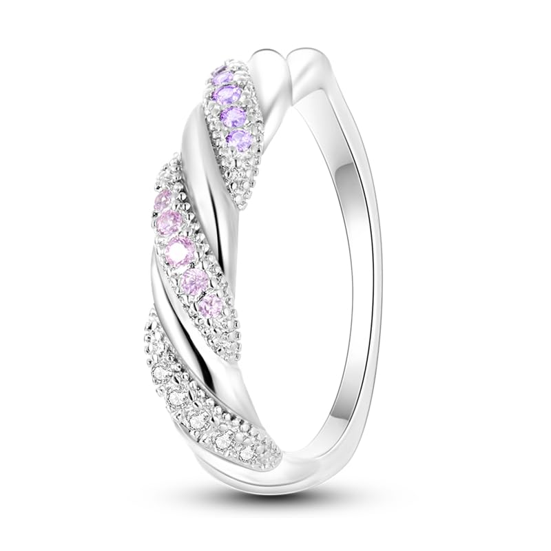 QIKAOLA 925 Sterling Silber Frauen Ringe Mond Stern Ring Evil Eye Ring Bunte Vintage Ringe Cubic Zirkonia Ring Stapelbare Statement Ringe für Frauen Größe 6-9