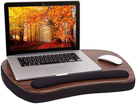 Sofia + Sam Oversized Lap Desk with Memory Foam Cushion | Wrist Rest Cushion | Fits Laptops Up to 17" | Brown and Black | Computer Lap Tray | Portable Home Office Workstation