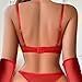 Women Sexy Rhinstone Sparkly Chain Lingerie Set No Underwire Bra and Thong Panty with Gloves Babydoll Boudoir Outfits Red