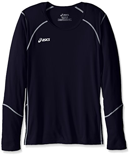 ASICS Jr. Volleycross Quick-Dry Long Sleeve Top, Navy/Steel Grey, X-Large