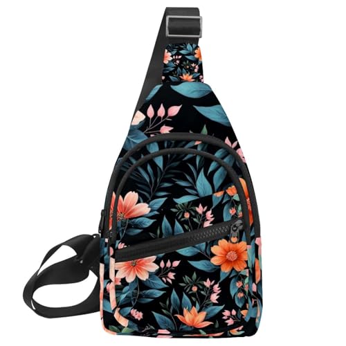 CHENZZZZ Mochila cruzada convertible, diseño de flores y hojas verdes, bolsa de pañales pequeña, mochila de senderismo, Multicolor 07, 11.8x7x1.5in/30x18x4cm