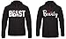 Produktbild clothinx Pärchen Hoodie Beauty und Beast Farbe Schwarz Damen M + Herren XL