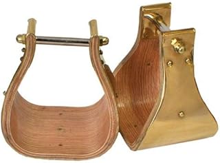 Showman Polished Brass Covered Wood Stirrups w/ 5