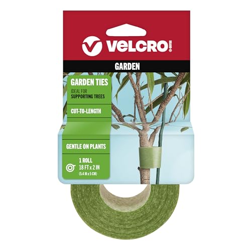 VELCRO Brand ONE-WRAP Ties | Tree and Plant Supports for Effective Growing | Strong Gardening Grips are Reusable and Adjustable | Cut-to-Length 18 ft x 2 in Green-Recycled Plastic