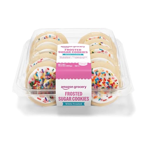 image for Amazon Grocery, White Frosted Sugar Cookies, 13.5 Oz, 10 Ct, Frozen (P