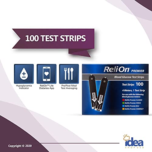 Reli On Premier Blood Glucose Testing Strips | Glucose Test Strips | Test Strips for Diabetes | Blood Sugar Strips | Diabetic Test Strips | Relion Premier Test Strips 100 Count 1 Pack + B. Idea Guide - Thumbnail 4