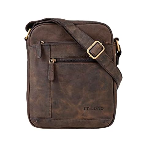 Bolso bandolera de cuero STILORD 'Diego' para hombres con iPad 9.7 pulgadas y documentos A5 Cover