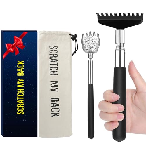 Image of Oversized Back Scratcher Gift Set, 2 Pack, Portable Extendable Stainless Steel Telescoping Massage Tool, Gift /Stocking Stuffers for Men and Women