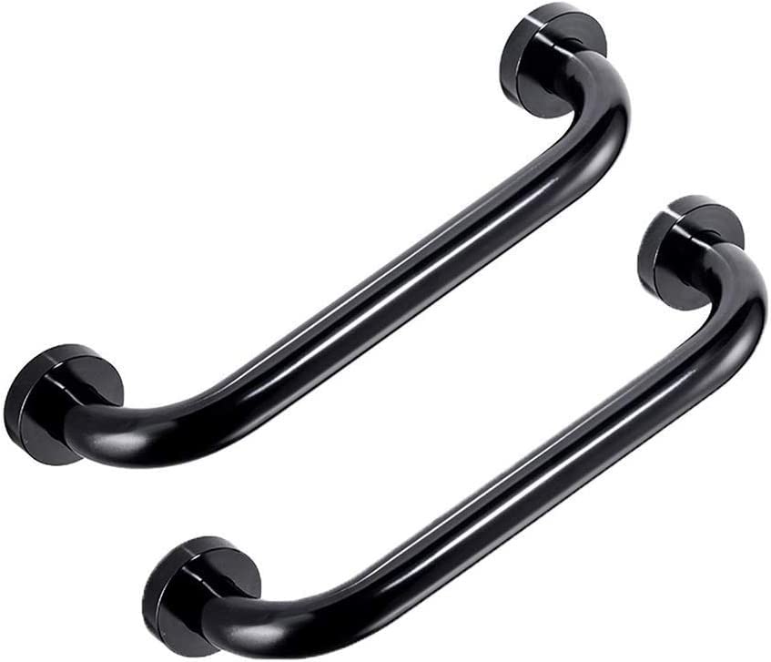 Barre d'appui de sécurité en acier inoxydable noir 30cm pour douche et wc lot de 2